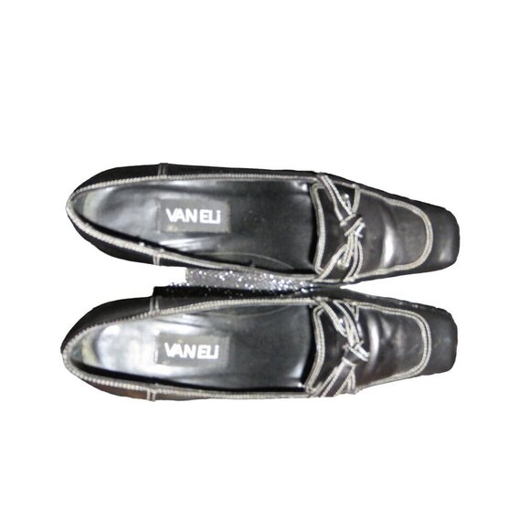 Vaneli Gelise Black Italian Calf Leather Square Toe Bow Embellished Loafer sz 8 - Picture 3 of 14